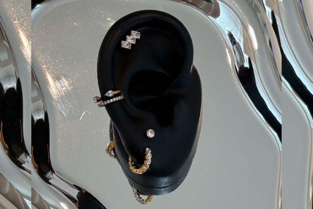 Implant grade titanium earrings worn in ear, ASTM F136 for sensitive ears