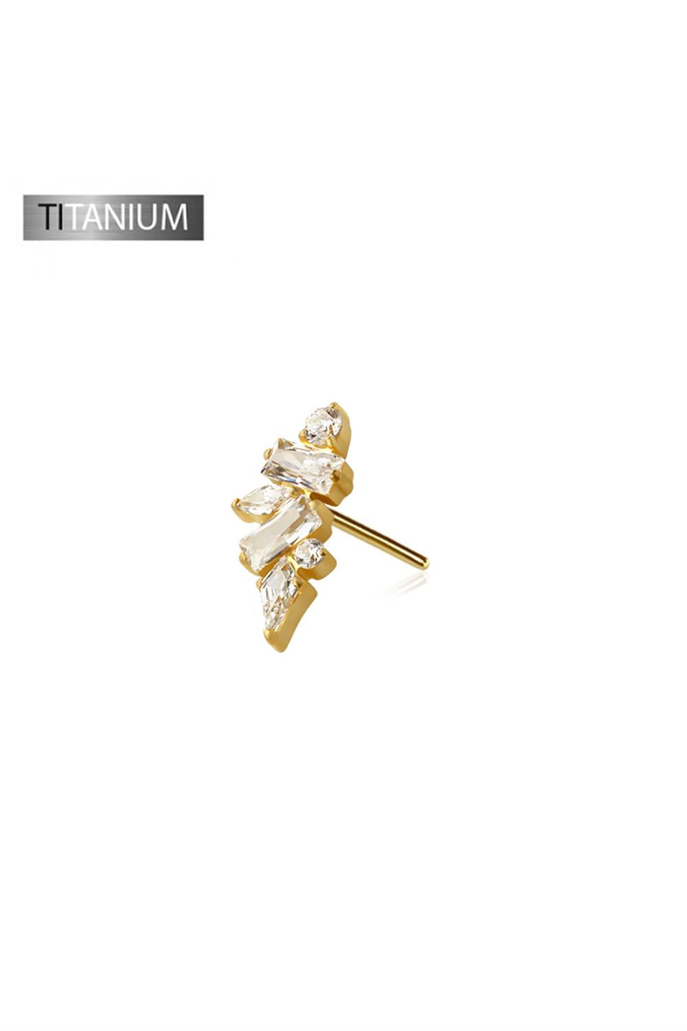 Cz Bezel Baguette Implant Grade Titanium Threadless Push In