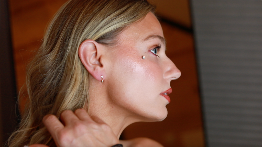 Teardrop dangle earring close-up
