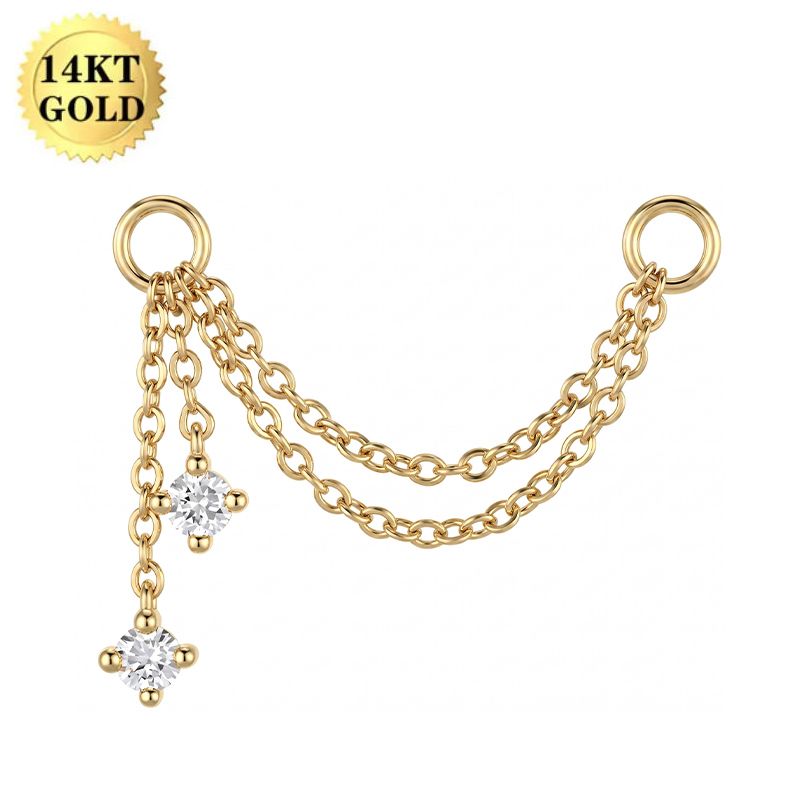Duo Drap Chain Connector- 14K Solid Gold