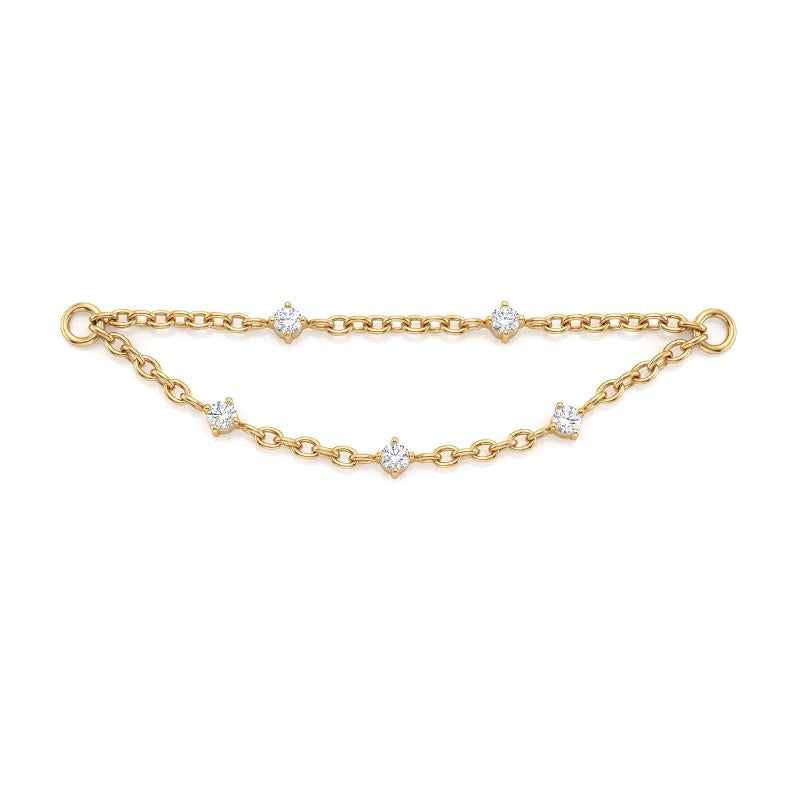 Aurora double chain connector in gold titanium with CZ accents