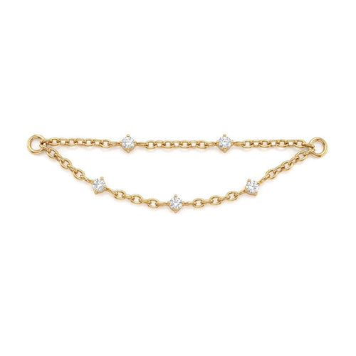 Aurora double chain connector in gold titanium with CZ accents