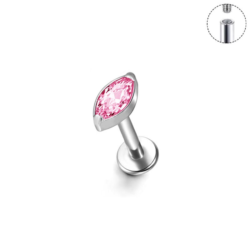 Blush Marquise titanium flat back stud with pink marquise CZ