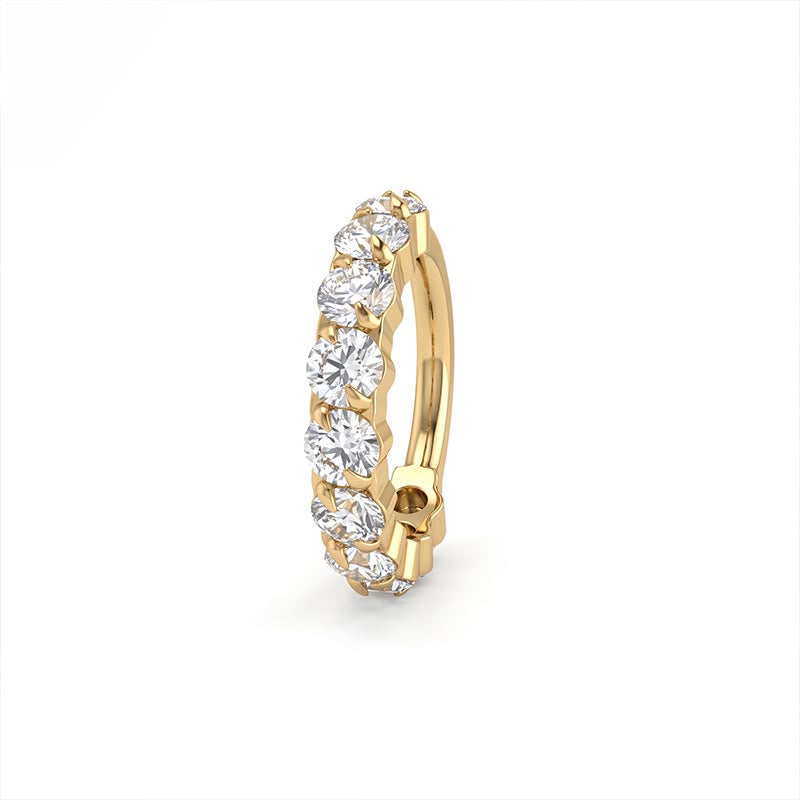 Comet Pavé CZ hinged segment hoop in gold titanium, side view