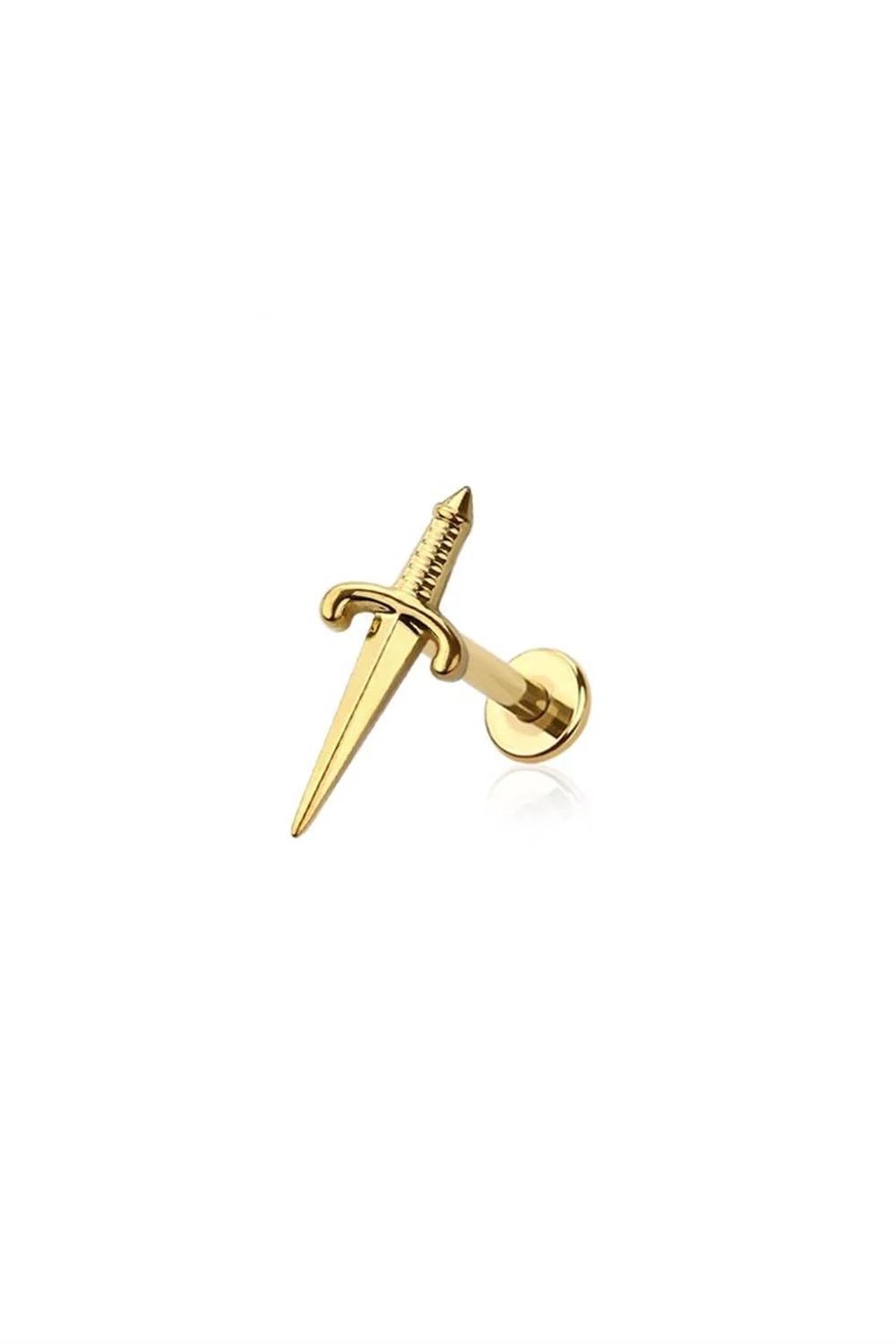 Dagger flat back stud in gold titanium