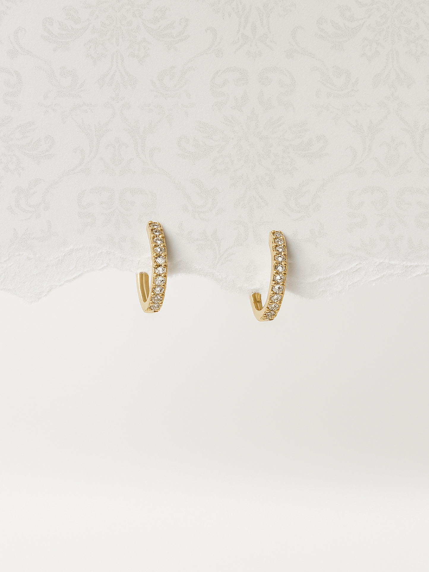 Mini 14k solid gold huggies with pave diamond