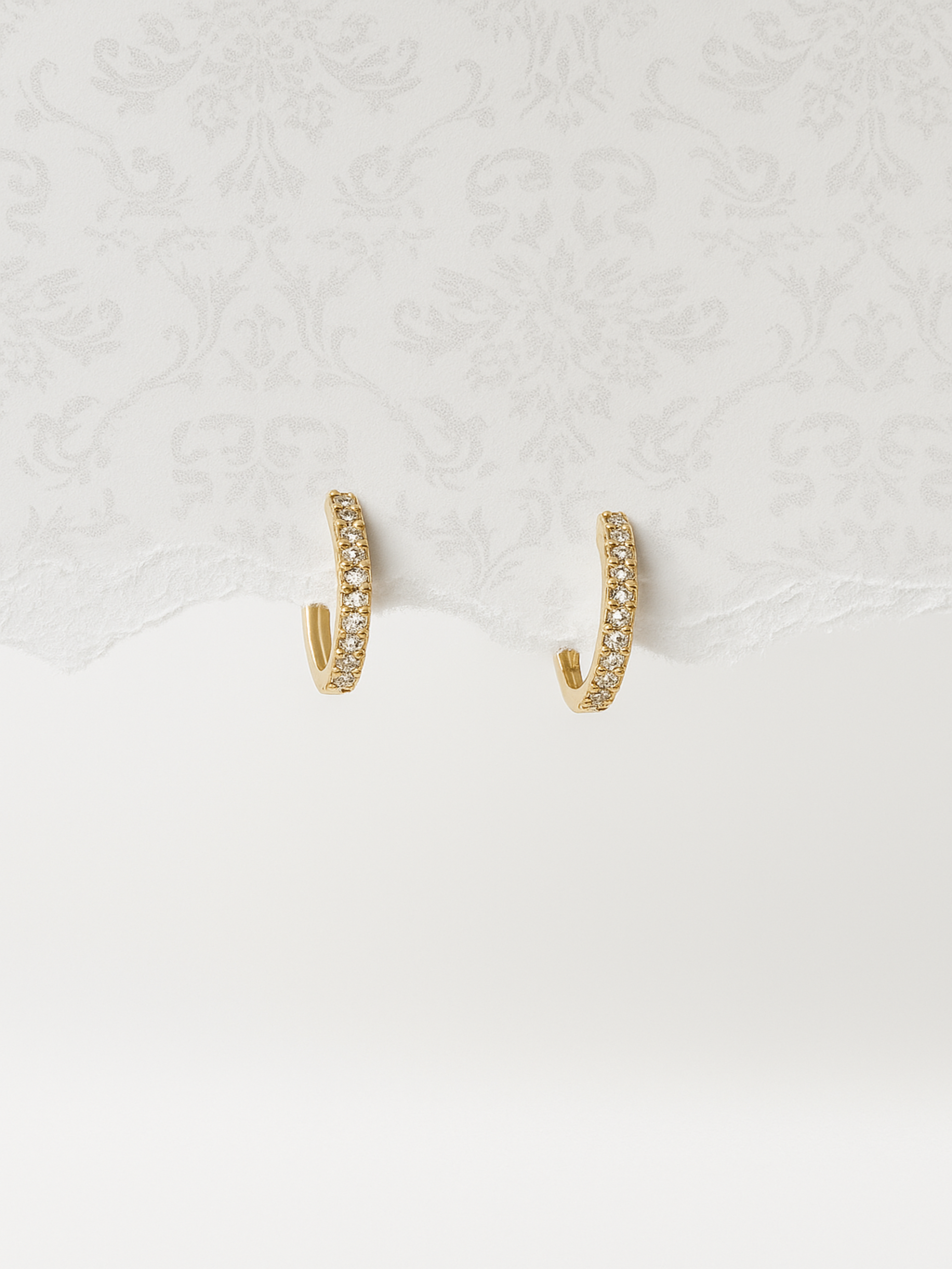 Mini 14k solid gold huggies with pave diamond