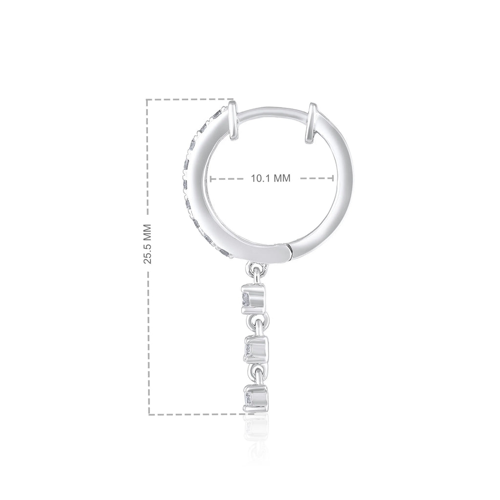Linea 14K Solid White Gold Natural Diamond Dangle Huggie Earrings