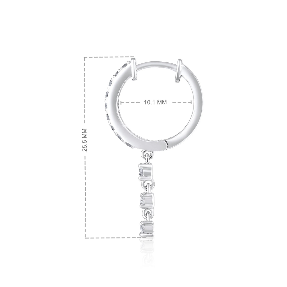 Linea 14K Solid White Gold Natural Diamond Dangle Huggie Earrings
