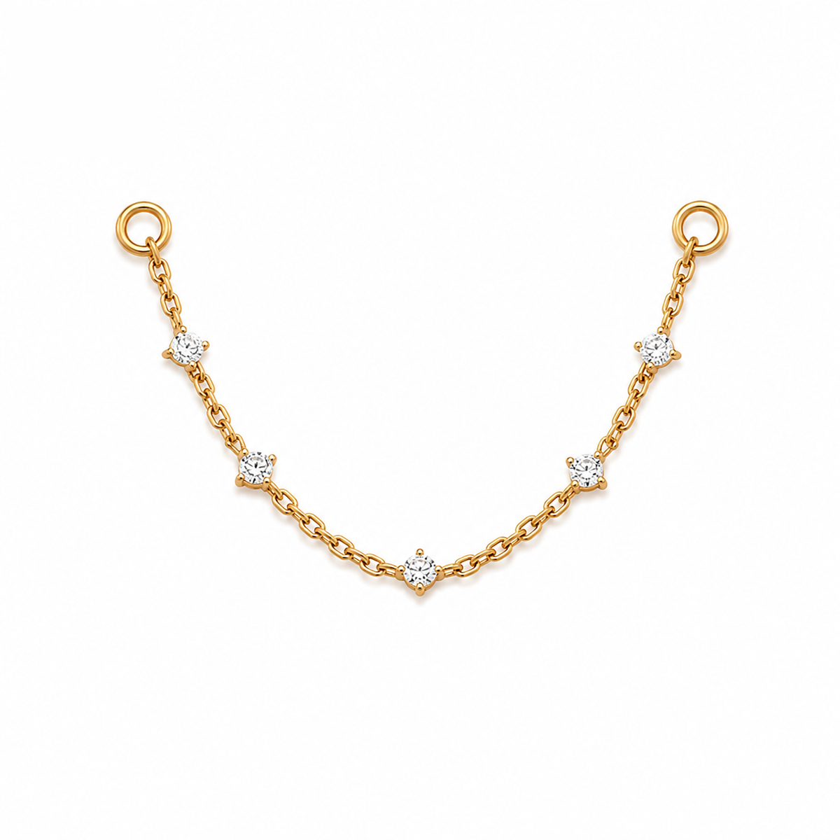 Starlight chain connector in gold titanium with five CZ solitaire accents