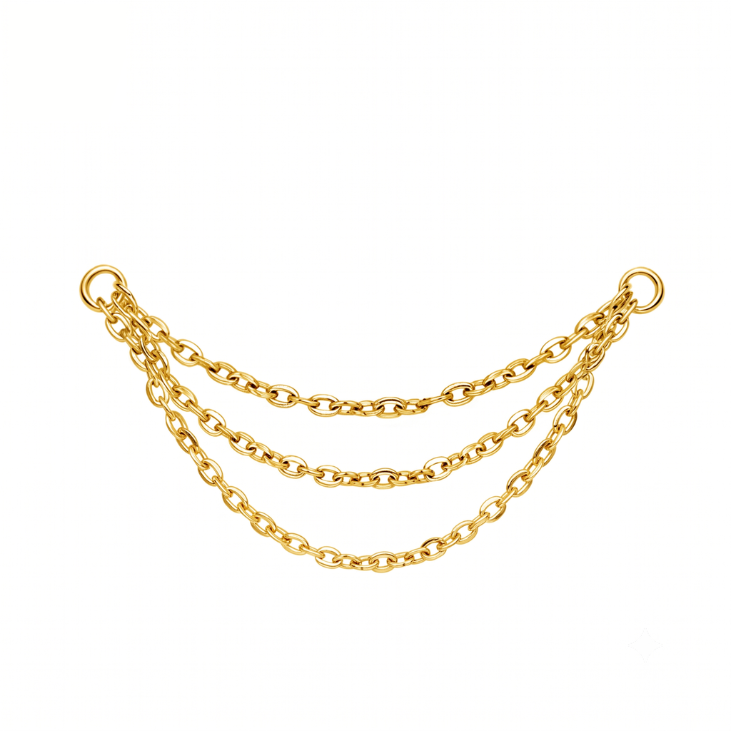 Trinity triple chain connector in gold titanium